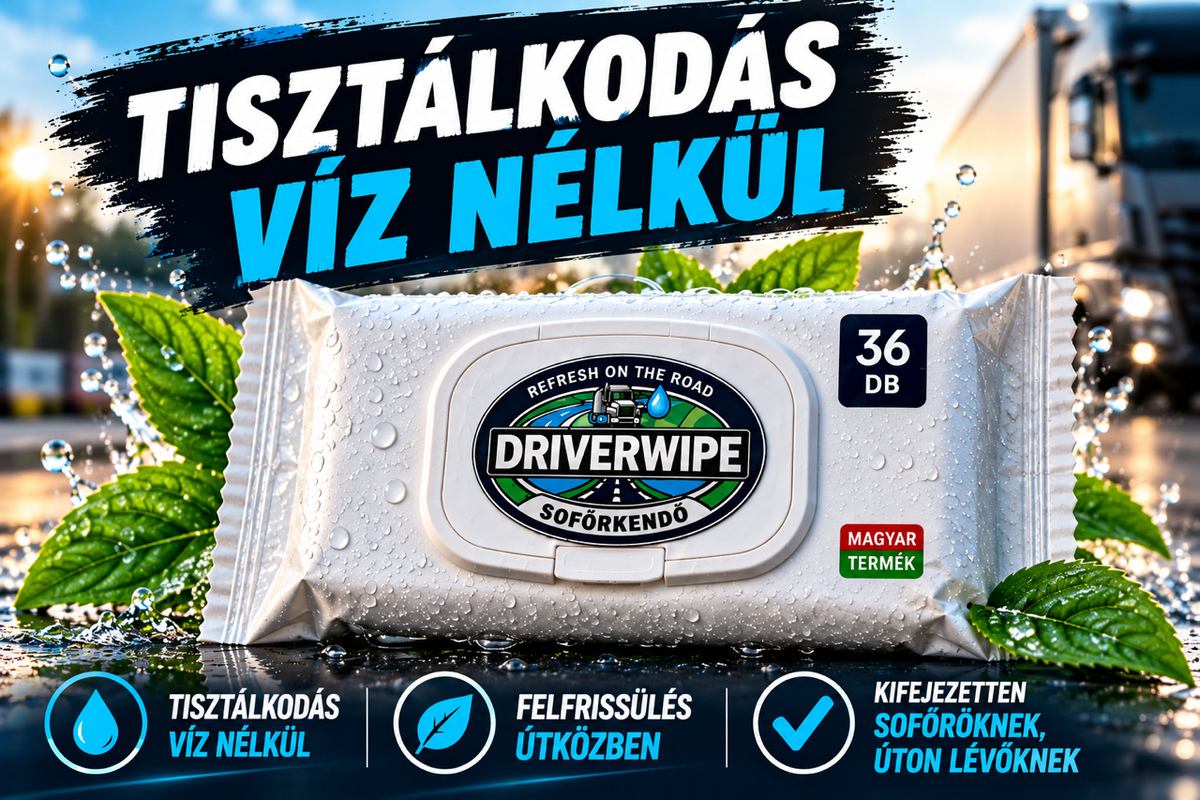 Sofőrkendő-Minőségi 20x30 cm méretű 36 db nedves törlőkenő Tisztálkodás víz nélkül