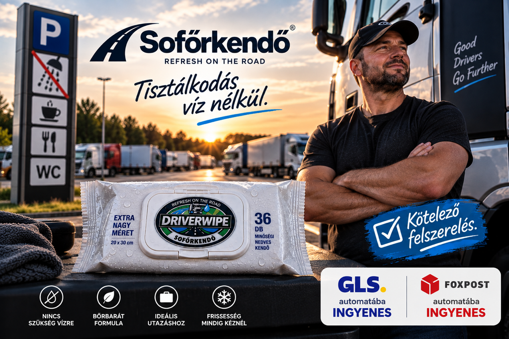 Sofőrkendő-Minőségi 20x30 cm méretű 36 db nedves törlőkenő Tisztálkodás víz nélkül